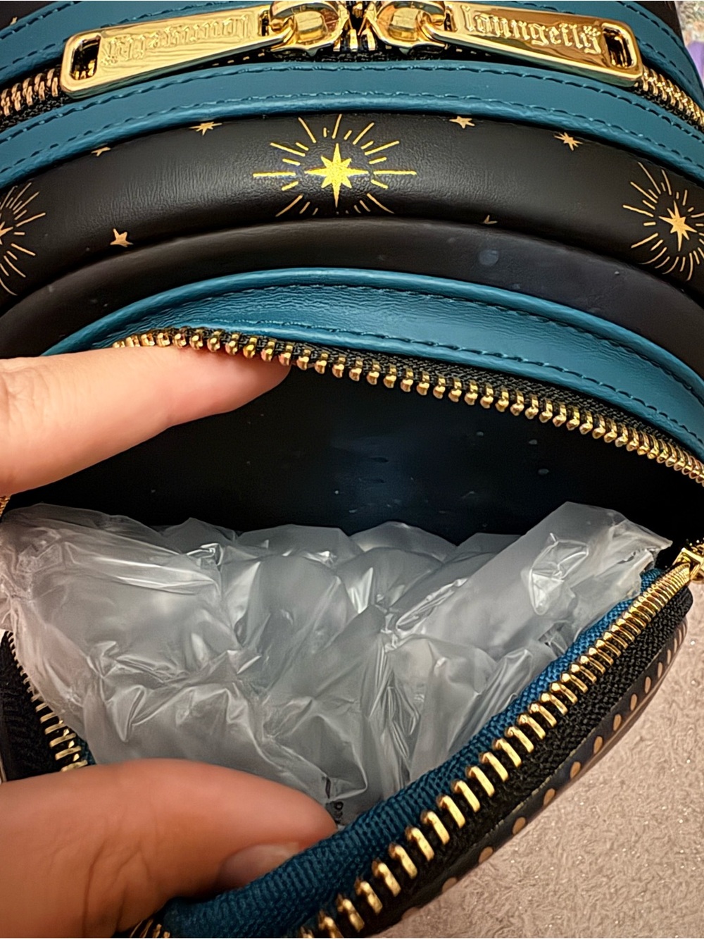 Loungefly Disney Jasmine Crescent Moon Mini Backpack - Black, Teal & Gold - Picture 4 of 6